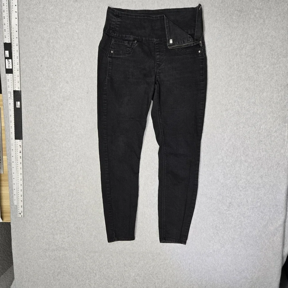 Spanx‎ Women Jeans M Black Denim Pants High Rise Skinny Slim 28